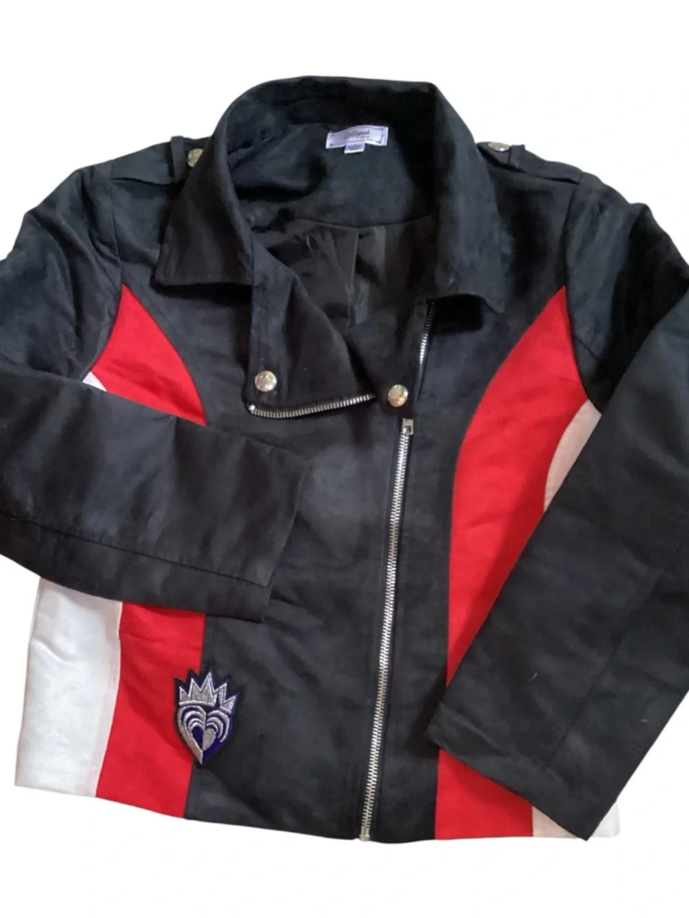 Disney D-Signed Girl’s L Black Red Suede Colorblock Descendants Evie Moto Jacket